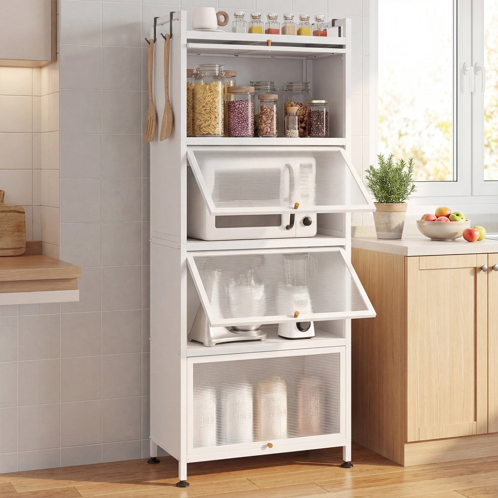 5-Tier Kitchen Baker's Rack with Flip-up PC Doors-White - Gallery View 1 of 10
