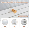 5-tier kitchen baker's rack with flip-up PC doors, white finish, featuring golden metal handles for easy access.
