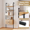 5-tier ladder bookcase with rattan cabinet and heavy-duty metal frame, ideal for organizing books and decor in any room.