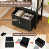 5-tier ladder bookshelf in black with a fabric drawer, featuring a convenient handle for hidden storage in home office.
