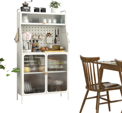 Costway 5-Tier Metal Baker's Rack See-Through Flip-Up Door Pegboard White 36748521 New