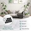 5-tier white metal plant stand with hanging hooks, rust-resistant and waterproof, perfect for displaying multiple.