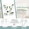 5-tier white metal plant stand with hanging hooks, featuring a heart-shaped design for displaying multiple plants.