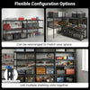 5-tier metal shelving unit with adjustable wire racks, showcasing flexible configuration options for garage or.