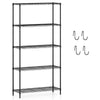 5-tier black metal storage shelving unit with V-shaped wire rack, adjustable shelves, and 1250 lbs capacity for.