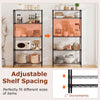 5-tier black metal storage shelving unit with adjustable shelf spacing, ideal for organizing kitchen and garage items.