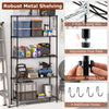 5-tier black metal storage shelving unit with adjustable shelves, V-shaped wire rack, and 1250 lbs capacity for garage.