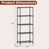 5-tier metal storage shelving unit dimensions, featuring adjustable shelves and a 750 lbs capacity for versatile.