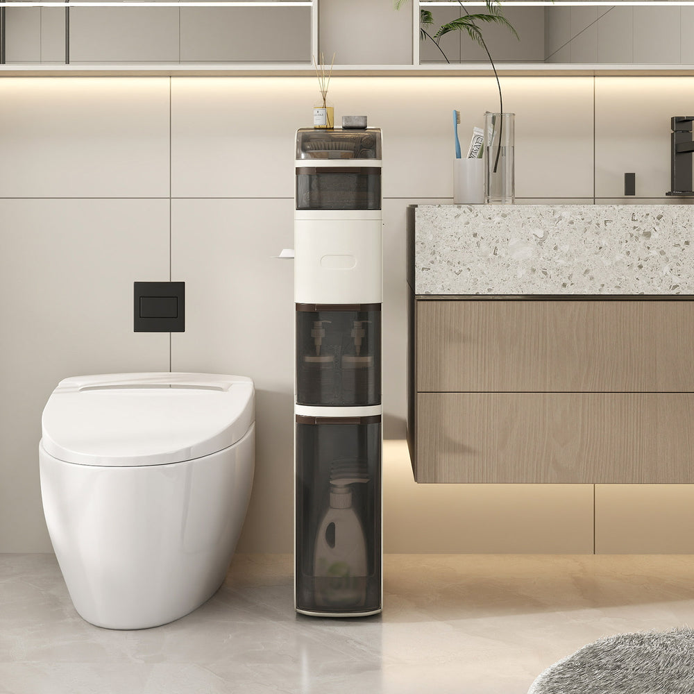 5-Tier Narrow Bathroom Storage Cabinet with Drawers and Tissue Box - Gallery View 1 of 11