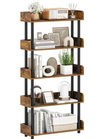 Costway 5-Tier Industrial Open Bookcase Storage Bookshelf 96036933 New