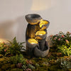 5-tier outdoor water fountain with LED lights, resin construction, and cascading design for relaxing ambiance in patio.