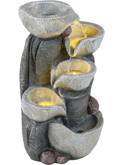Costway 5-Tier Outdoor Water Fountain w/ LED Lights 17.5