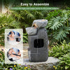 5-tier outdoor water fountain with LED lights, resin construction, easy assembly, perfect for patio or deck decoration.