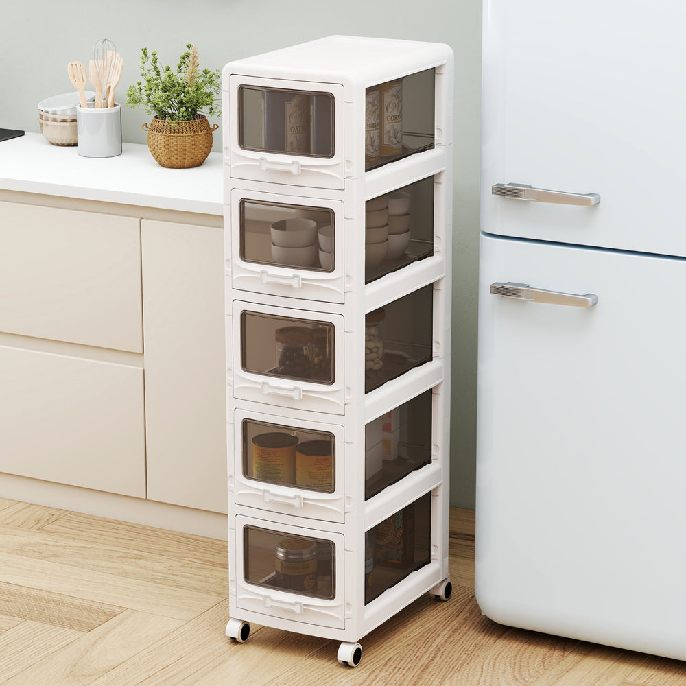 5-Tier Plastic Drawer Storage Organizer Rolling Cart with 3/4/5 Drawers and Lockable Wheels - Gallery View 1 of 10