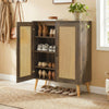 5-Tier Rattan Shoe Cabinet with 3 Removable Shelves-Walnut - Gallery View 1 of 10