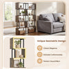 5-tier S-shaped bookshelf in rustic brown offers ample storage with a durable metal frame, ideal for living rooms and offices.