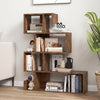 5-Tier S-Shaped Bookshelf Geometric Z-Shelf Bookcase with Open Cubes-Rustic Brown - Gallery View 1 of 10