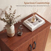 Spacious countertop of the brown 5-tier shoe storage cabinet, ideal for handbags and decorative items.