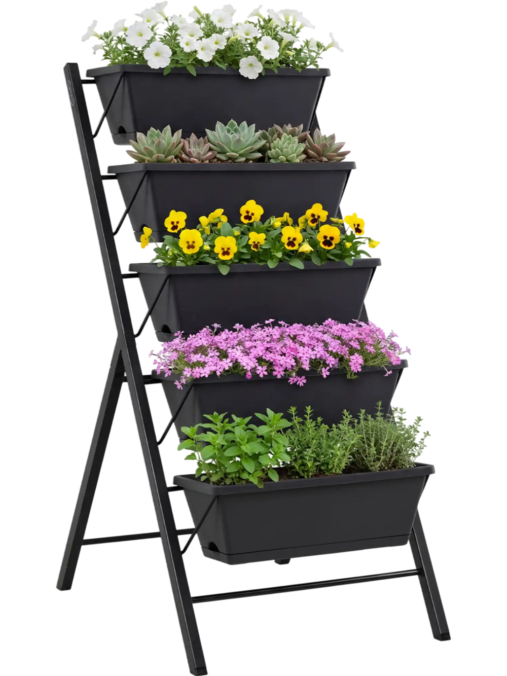 5-Tier Vertical Raised Garden Bed with Drainage Holes for Patio