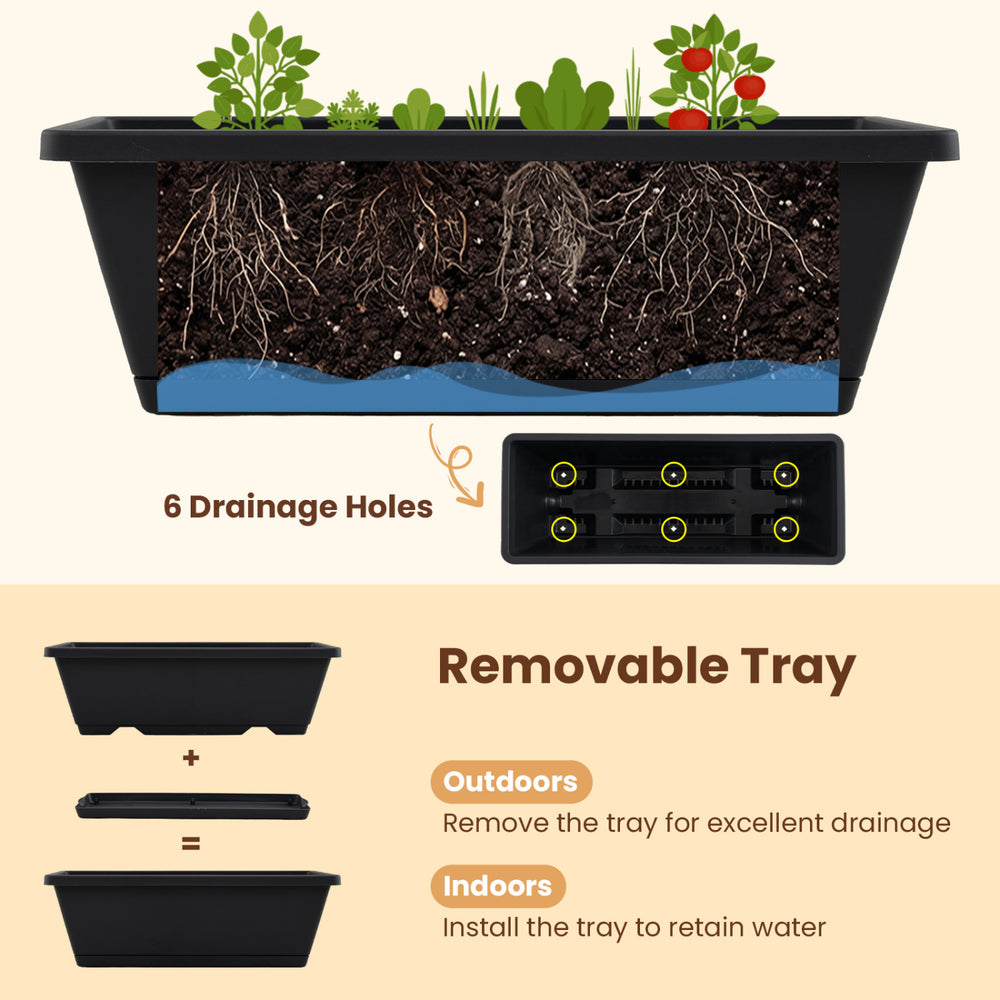 5-tier vertical raised garden bed with removable tray and 6 drainage holes, ideal for patio gardening and optimal.