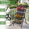 5-tier vertical raised garden bed in black with detachable trays, designed for efficient watering and drainage.