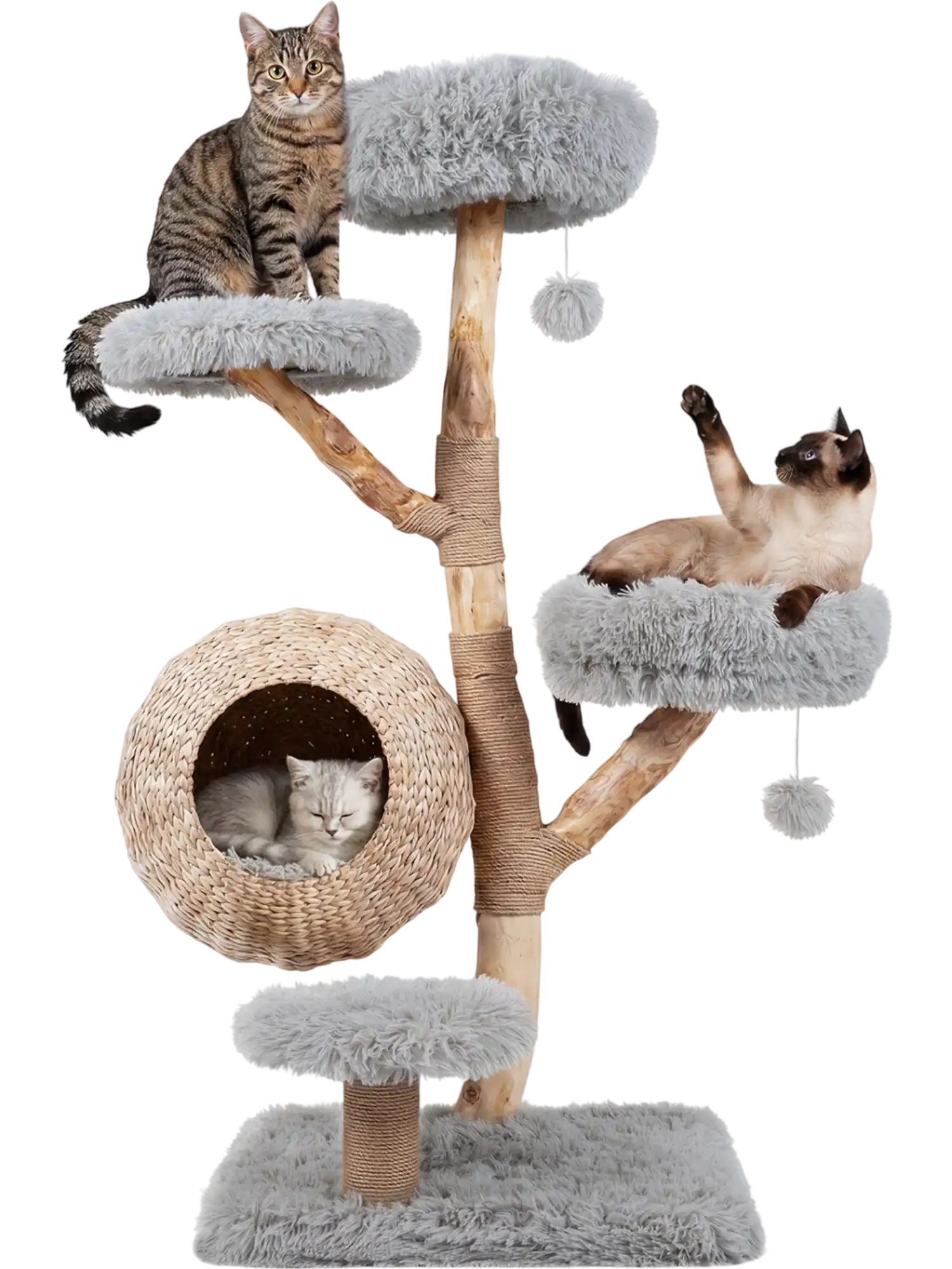 Costway 5-Tier Wooden Cat Tree Condo Plush Perches Jute Posts Balls 43756209 New
