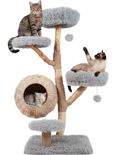 Costway 5-Tier Wooden Cat Tree Woven Condo Plush Perches Jute Posts Balls 43756209 New