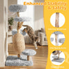5-tier wooden cat tree with plush perches and woven condo, featuring jute posts for climbing and scratching. Ideal for.