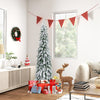 4/5/6 Feet Pre-Lit Artificial Christmas Tree Snow-Flocked Slim Pencil Xmas Decor-5 ft - Gallery View 1 of 11