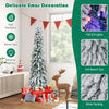 5-foot snow-flocked pre-lit artificial Christmas tree with 150 LED lights and 334 branch tips for festive winter decor.