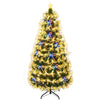 5 ft green fiber optic artificial Christmas tree with 28 colorful LED lights and a lighted star for festive decor.