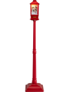 Red 5 ft Musical Christmas streetlight features LED lights, snowmen, and snowy effects for festive indoor or outdoor decoration.