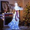 5 ft lighted Christmas angel with harp, 120 cold white LED lights, ideal for indoor and outdoor holiday decoration.