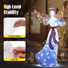 5 ft lighted angel with harp featuring 120 cold white LED lights, ideal for outdoor decoration with stability.