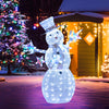 5 ft pre-lit Christmas snowman with stars, 140 cold white lights, suitable for indoor and outdoor holiday decor.