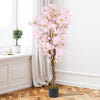 5 FT tall artificial cherry blossom tree with pink flowers, featuring realistic moss and sturdy real wood trunk for.