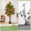 5 FT tall artificial croton plant with realistic moss and textured trunks, ideal for enhancing any indoor space.
