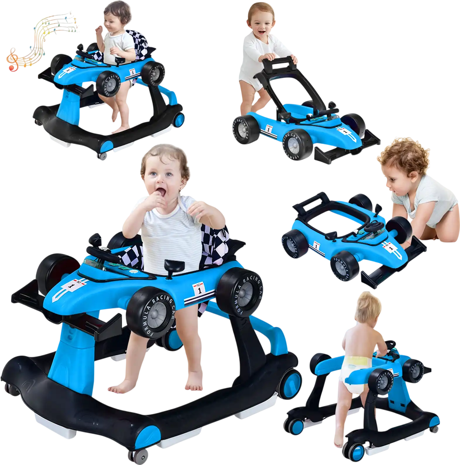 Costway 5-in-1 Adjustable Baby Walker for Boys Girls 6-18 Months 723654981 New