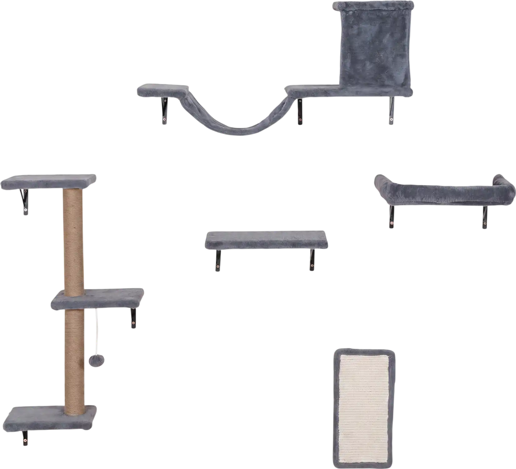 Costway 5-in-1 Wall Mounted Cat Shelves Condo Bridge Perch Scratching Post Board 94303141 New