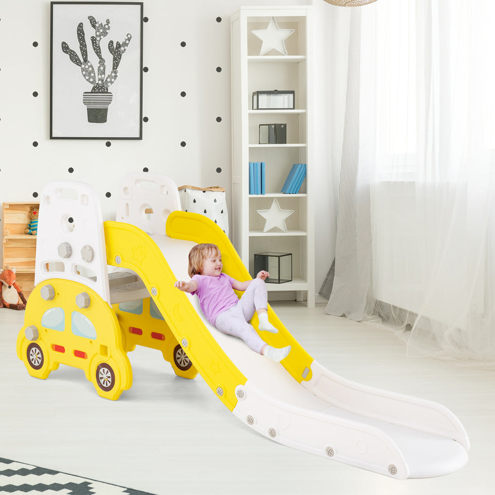 5 in 1 Convertible Toddler Slide Set Kids Art Easel with Stool and Book Rack-Yellow - Gallery View 1 of 10