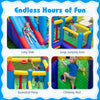 Large jumping area and long slide of the 4-in-1 inflatable bounce castle for outdoor fun and active play.