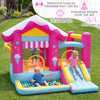 Colorful 5-in-1 inflatable bounce house with slide, tunnel, and ball pit for kids ages 3-12, perfect for outdoor fun.