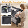 Detachable changing table with removable storage rack and side pocket for the 5 in 1 Portable Baby Pack and Play.