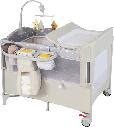 Costway 5-in-1 Portable Baby Bedside Bassinet Playpen w/ Diaper Changer 48972316 New