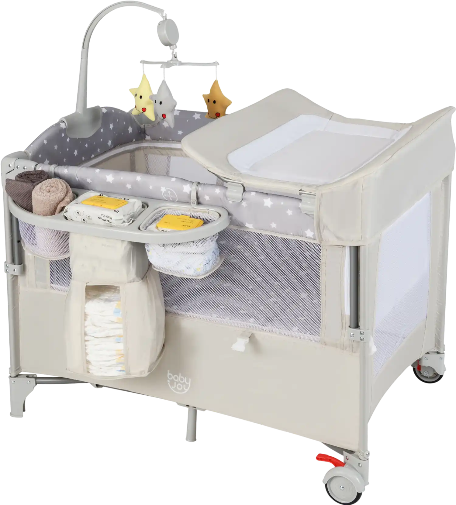 Costway 5-in-1 Portable Baby Bedside Bassinet Diaper Changer Playpen 48972316 New