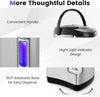 Close-up of the 5-liter electric water boiler's LCD display, night light indicator, and convenient handle for easy use.