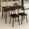5-piece dining table set featuring a brown tabletop and 4 upholstered stools with rubber wood legs, ideal for family.