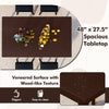 Spacious 48" x 27.5" dining table with wood-like veneered surface, paired with 4 upholstered stools for versatile use.