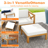 Versatile ottoman in acacia wood, serving as a footrest, additional seat, or side table for outdoor relaxation.