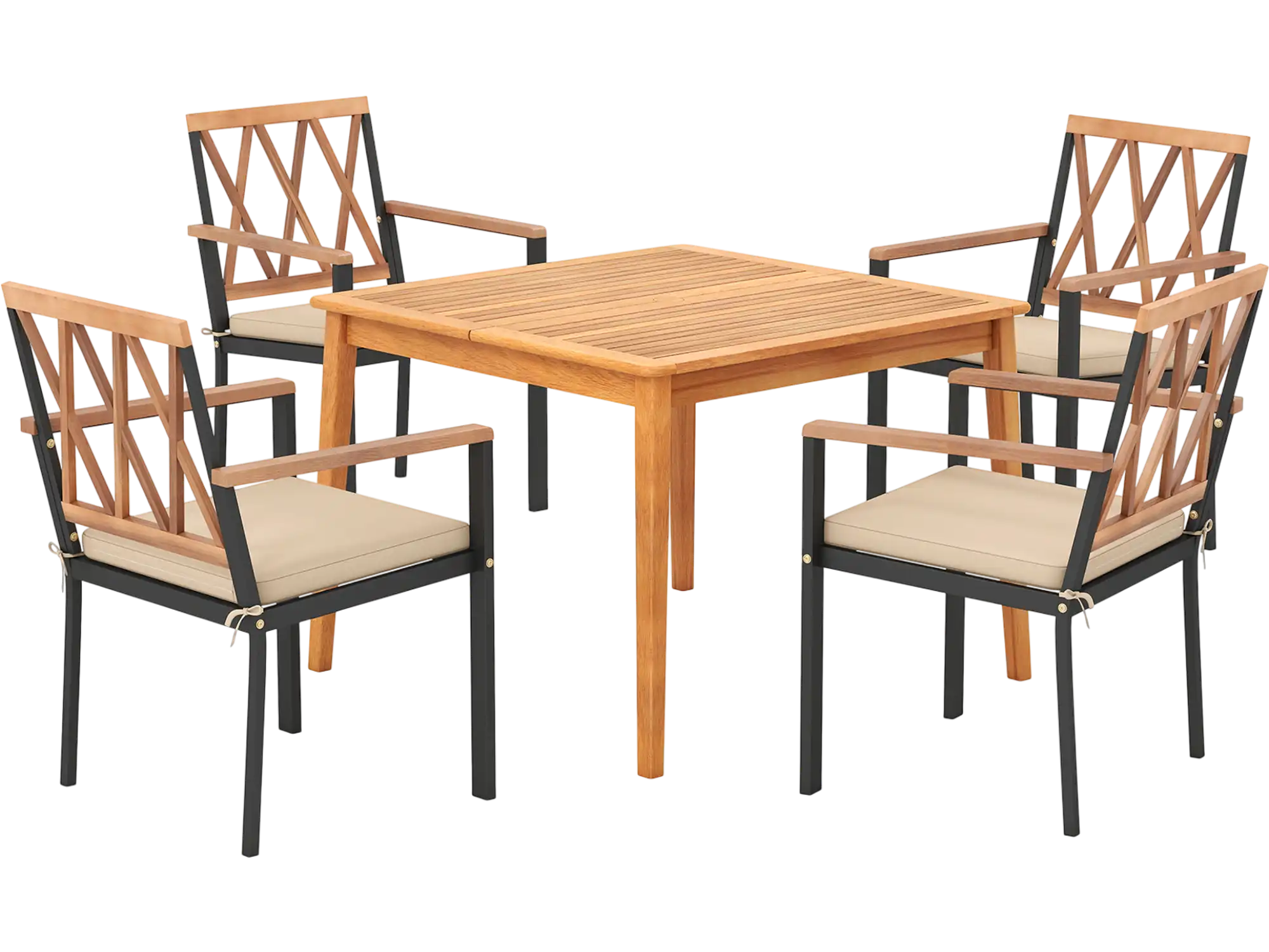 Costway 5-Pc Patio Acacia Wood Dining Set w/ Umbrella Hole 182564793 New
